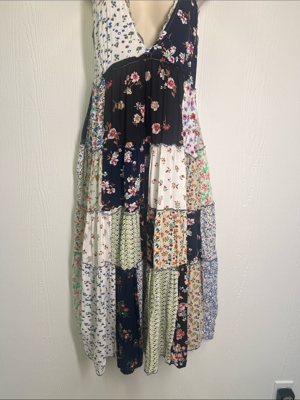 Paani - Bohemian Floral Patchwork Tiered Sleeveless Midi Dress Size Small - Picture 7 of 12